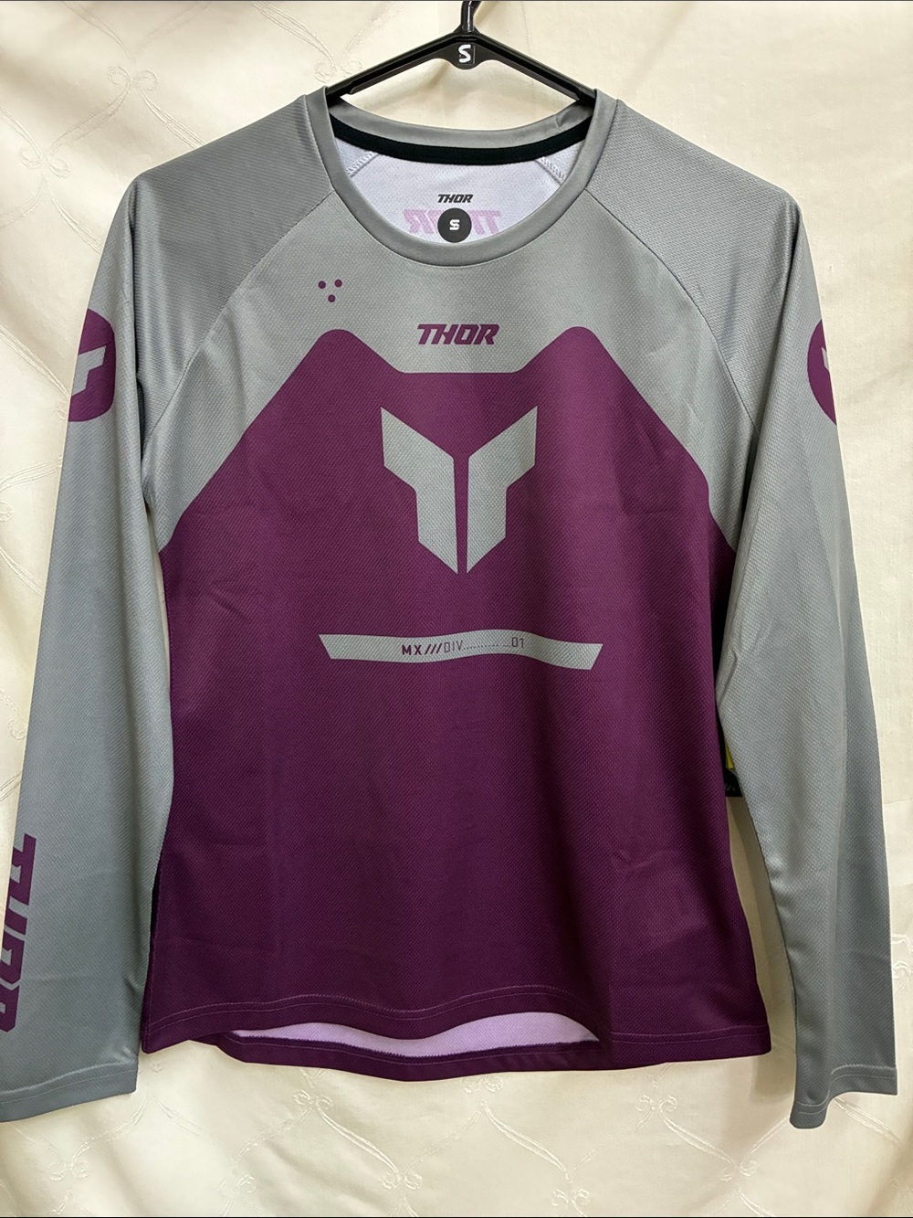 Thor Purple and Gray Motocross Long Sleeve Jersey MX Offroad Dirtbike